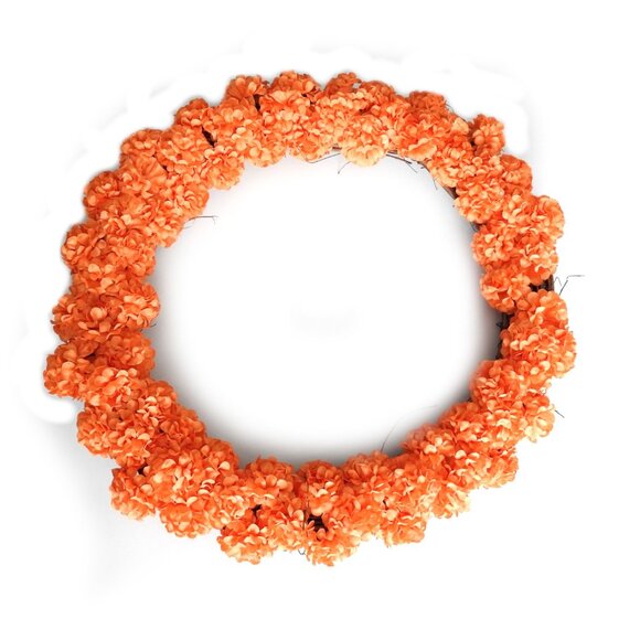 NWOT Twigs Faux Silk Orange Flowers Thanksgiving Wreath Fall Decor 16" - Picture 1 of 6